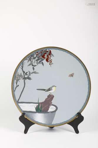 Japanese Cloisonne Charger - Bird Scene