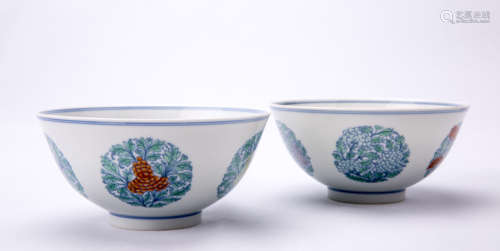 Pair of Chinese Doucai Bowls 