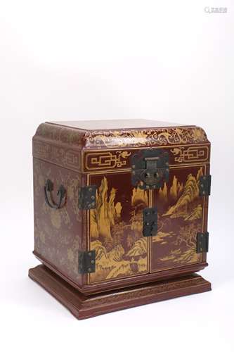 Chinese Lacquer Cabinet wth Gold High light