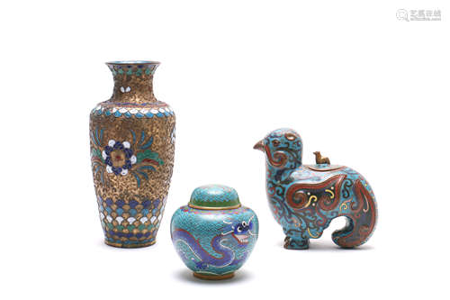 Chinese Cloisonne Articles - Group of Three