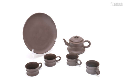 Five Pieces Zisha Tea Pot and Cups