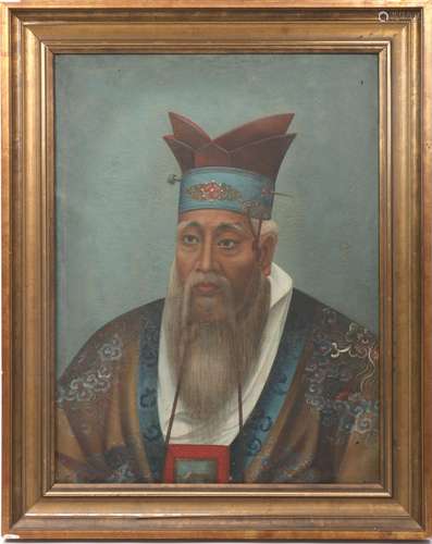 Chinese Korean Export oil Painting of Scholar