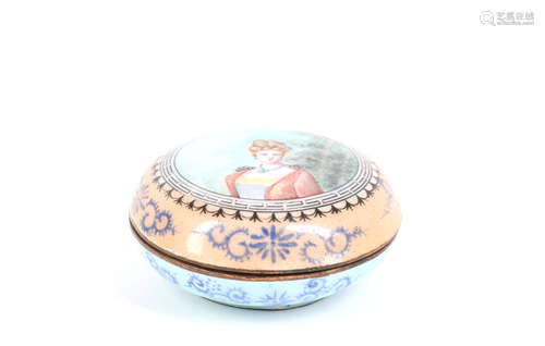 Chinese Peking Enamle Seap Paste Box with Beauty Scene