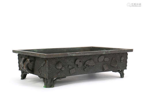 Japanese Bronze Rectangular Bonzai Planter