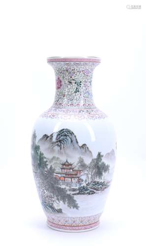 Chinese Porcelain Vase with Landscape Scene