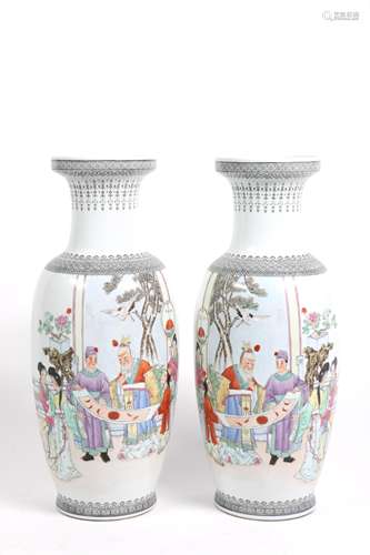 Pair of Chinese Porcelain Large Blauster Vases