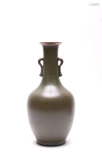 Chinese Brown Porcelain Vase with Two Ears