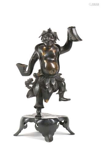 Chinese Ming Bronze Immortal with Gold Splash