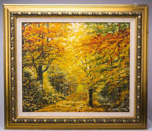 Oil Painting- Red Leaves Trees