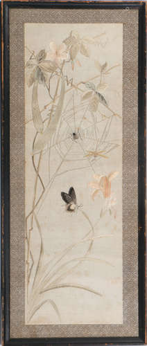 Chinese Embroidery Panel of Spider Scene