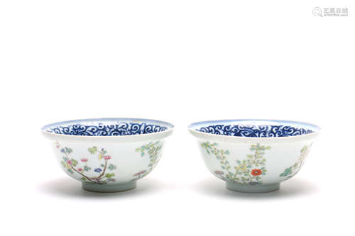 Pair of Chinese Famille-Rose Porcelain Bowls