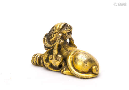 Chinese Gilt Bronze Auspicious Animal