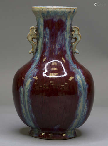 Chinese Flambe Glazed Porcelain Vase