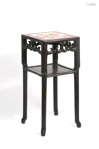 Chinese Square Hardwood Stand with Marble Stone Top