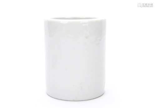 Chinese White Glazed Porcelain Brush Pot