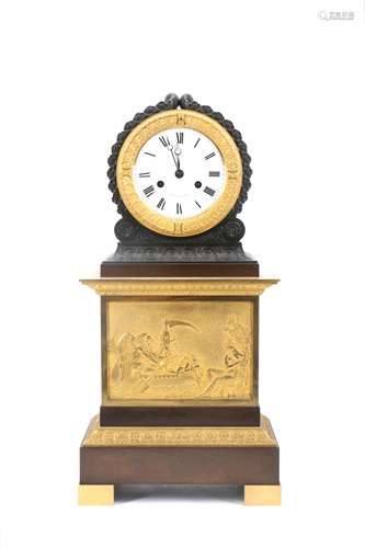 French Gilt Bronze Clock - Greek Scene in Shallow Relief