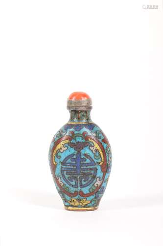 Chinese 18th cen Cloisonne Snuff Bottle