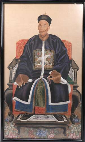 Chinese Export Portrait of Qing Officer - Li Hong Zhang