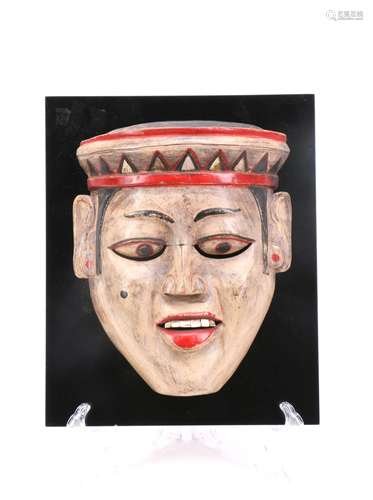 Southeast Asia Wooden Mask with Polyhcrome Pigment 