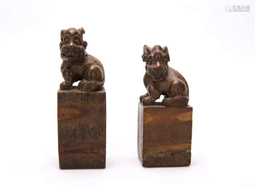 Two Chinese Bamboo Seals Carved with Animal