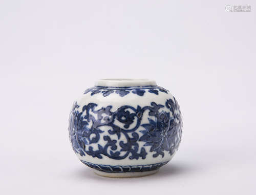 Chinese Blue and White Glazed Porcelain Water Jar