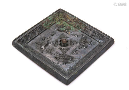 Chinese Bronze Square Mirror