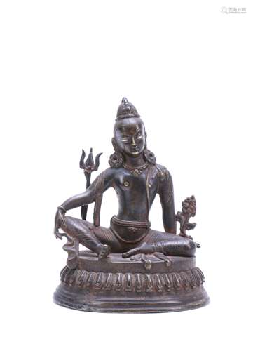 Nepalese Bronze Buddha with Silver Eye Inlay