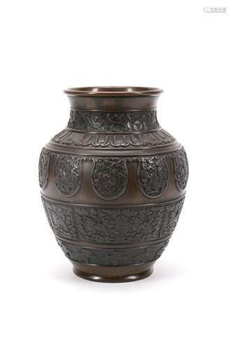 Japanese Bronze Vase with Dragon Motif