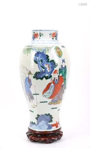 Chinese Wucai Porcelain Vase with Figural Scene