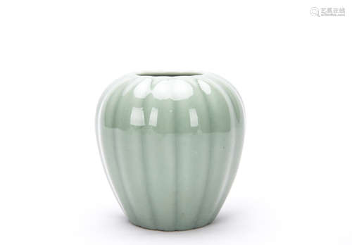 Chinese Celadon Glazed Melon Shaped Porcelain Jar