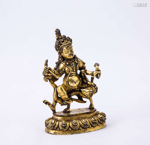 Chinese Gilt Bronze Figure of  Vaishravana