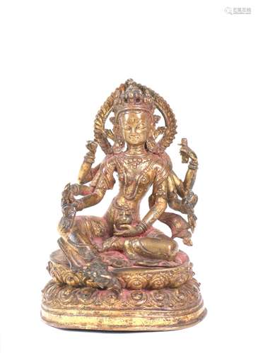 Antique Nepalese Tibetan Bronze Multiarm Kuanyin