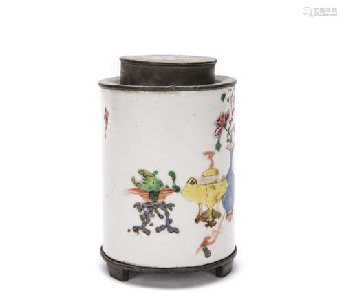 Chinese Famille Rose Tin Jar