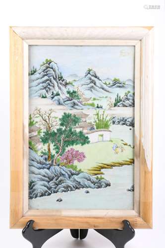 Chinese Porcelain Plaque with Landscape Scene