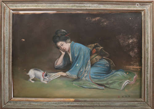 Japanese oil Painting of Geisha