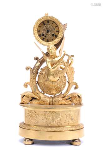 French Gilt Bronze Clock - Lady