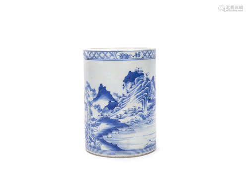 Chinese Blue and White Porcelain Brush Pot