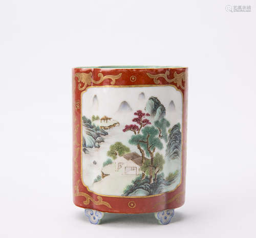 Chinese Famille-Rose Glazed Porcelain Censer