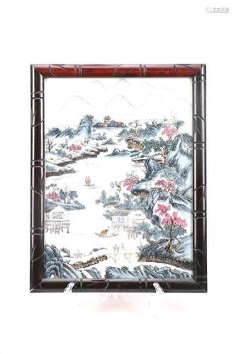 Chinese Porcelain Plaque with Landscape Scene