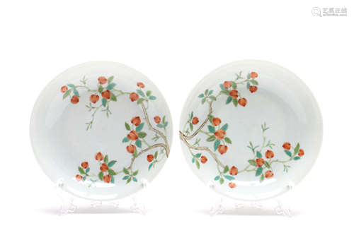 Pair of Chinese Famille-Rose Porcelain Dishes