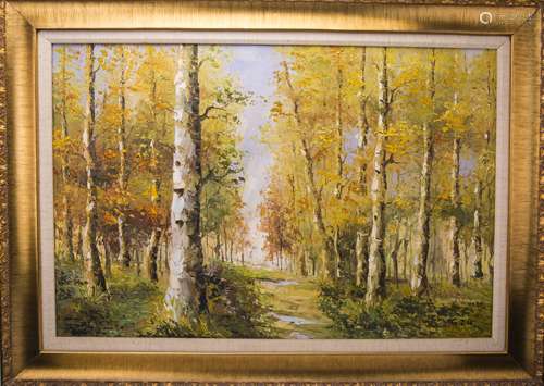 Oil Painting-Birch Forest