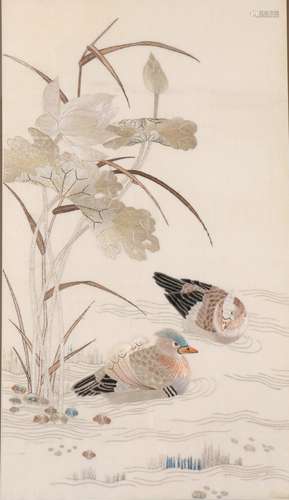 Chinese Embroidery of Mandarin Duck Scene