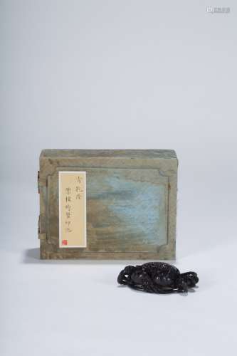 紫檀木雕螃蟹印泥盒
