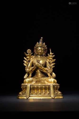 铜鎏金弥勒菩萨坐像