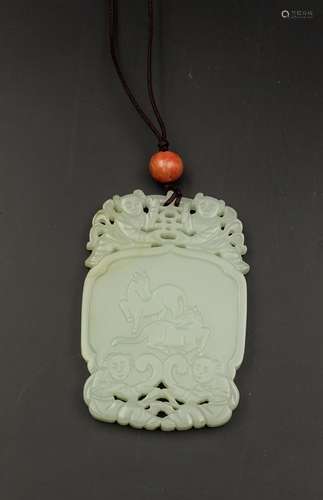 CHINESE QING DYNASTY WHITE JADE PLAQUE