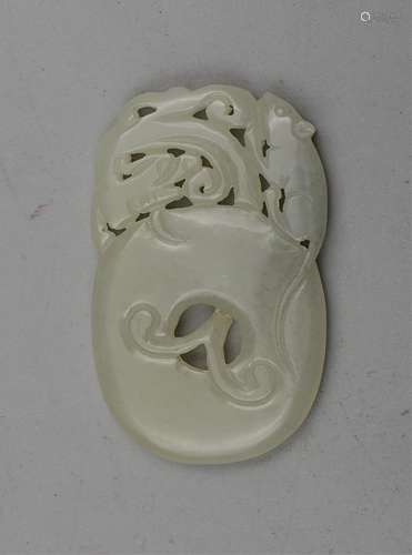 CHINESE QING DYNASTY HETIAN JADE DRAGON PENDANT