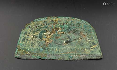 CHINESE TANG DYNASTY GILT BRONZE SHEET