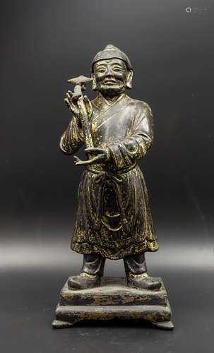 CHINESE YUAN DYNASTY GILT BRONZE FIGURE