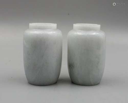 PAIR OF CHINESE JADEITE FLOWER VASE