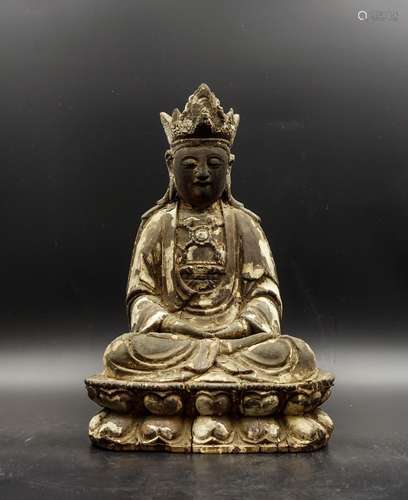 CHINESE MING DYNASTY HARDWOOD CARVED GUANYIN